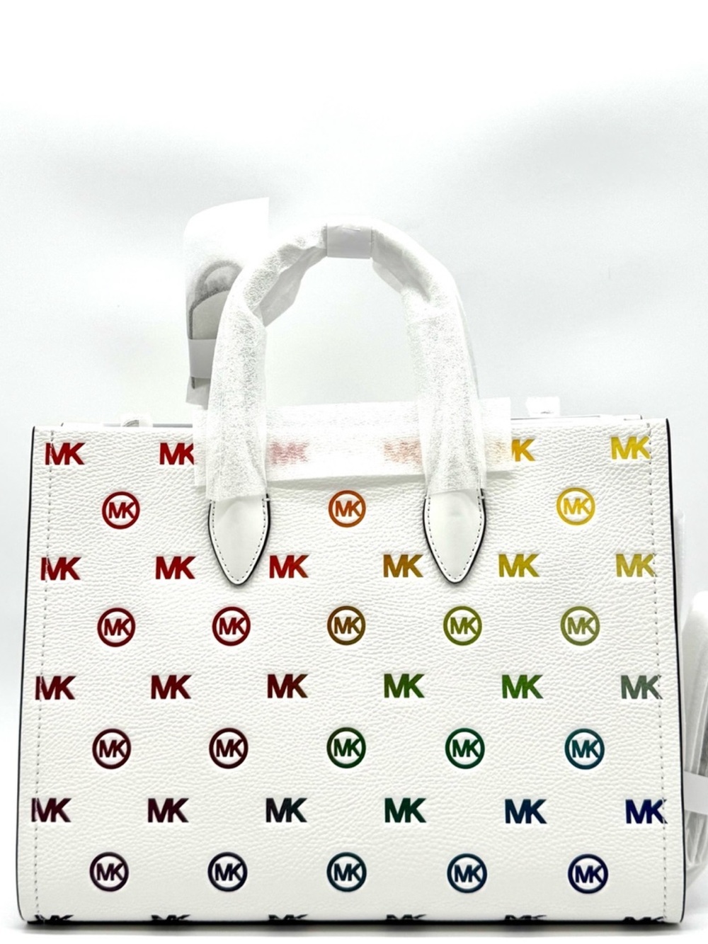 Michael Kors Mirella Medium Rainbow Logo Embossed Tote Bag - Picture 5 of 8